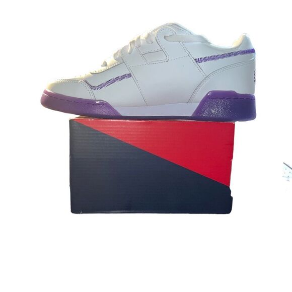 Reebok Workout plus Leather Popsicle Shoes Men's  White/Purple Training 9.5 - Picture 14 of 16